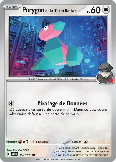 Image de la carte Pokemon Porygon de la Team Rocket 153/182