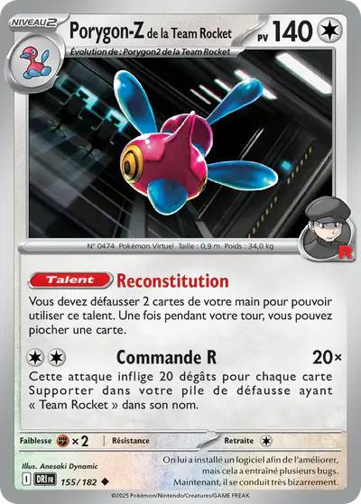 Image de la carte Pokemon Porygon-Z de la Team Rocket 155/182