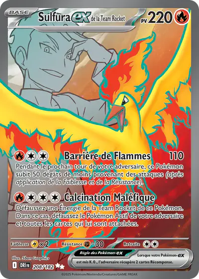 Image de la carte Pokemon Sulfura ex de la Team Rocket 208/182