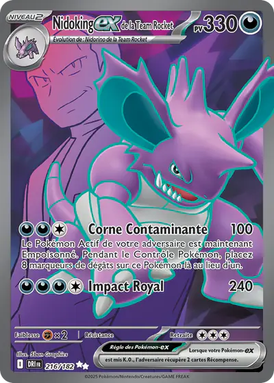Image de la carte Pokemon Nidoking ex de la Team Rocket 216/182