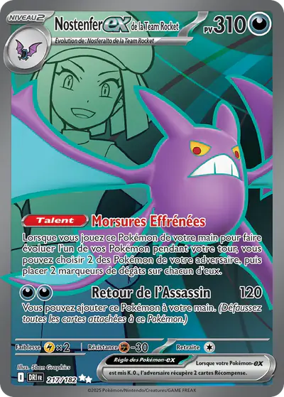 Image de la carte Pokemon Nostenfer ex de la Team Rocket 217/182