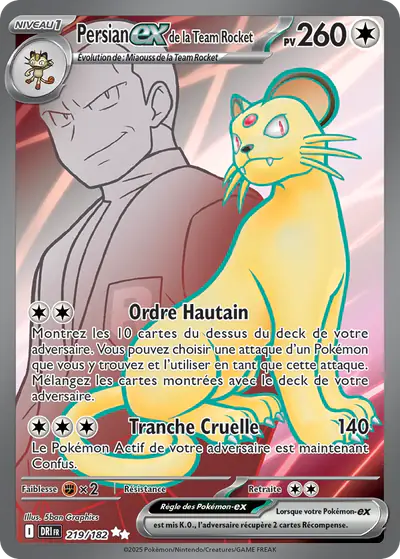 Image de la carte Pokemon Persian ex de la Team Rocket 219/182