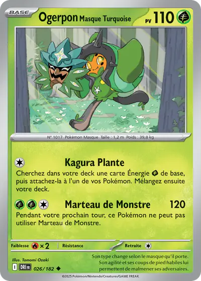 Image de la carte Pokemon Ogerpon Masque Turquoise 026/182