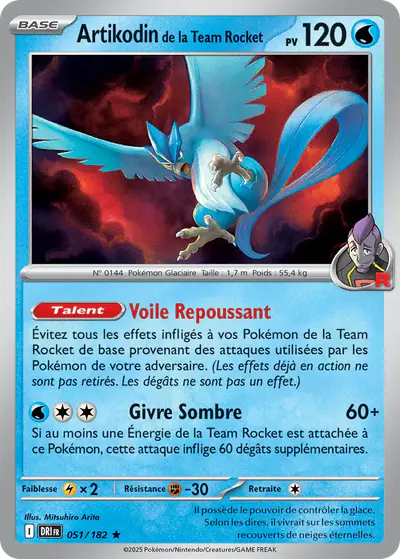 Image de la carte Pokemon Artikodin de la Team Rocket 051/182