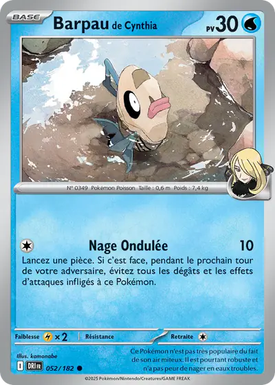 Image de la carte Pokemon Barpau de Cynthia 052/182