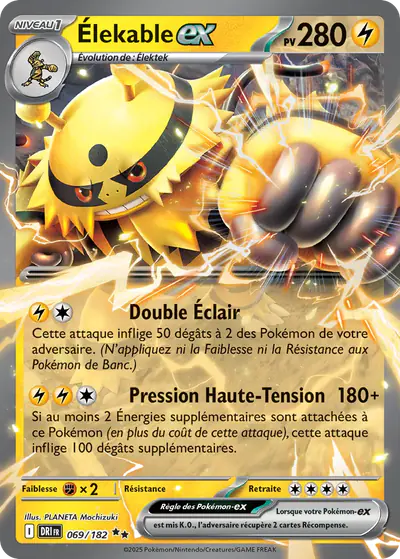 Image de la carte Pokemon Élekable ex 069/182