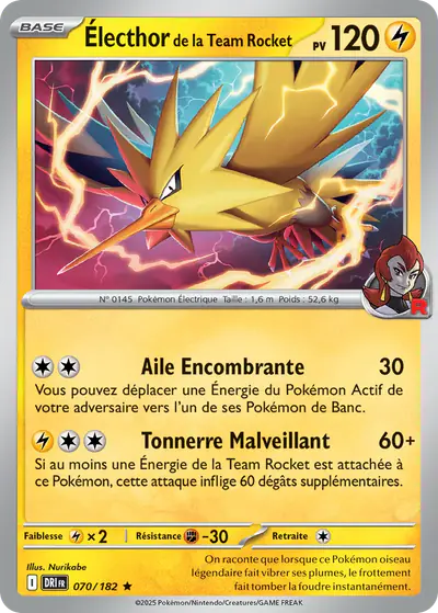 Image de la carte Pokemon Électhor de la Team Rocket 070/182