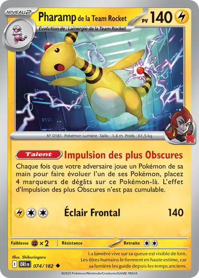 Image de la carte Pokemon Pharamp de la Team Rocket 074/182