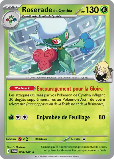 Image de la carte Pokemon Roserade de Cynthia 008/182