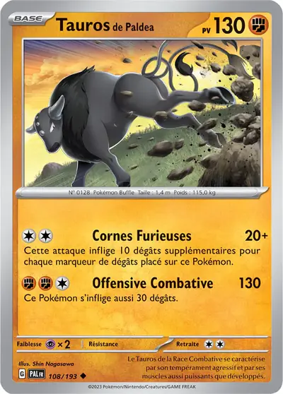 Image de la carte Pokemon Tauros de Paldea 108/193