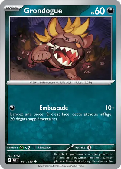 Image de la carte Pokemon Grondogue 141/193