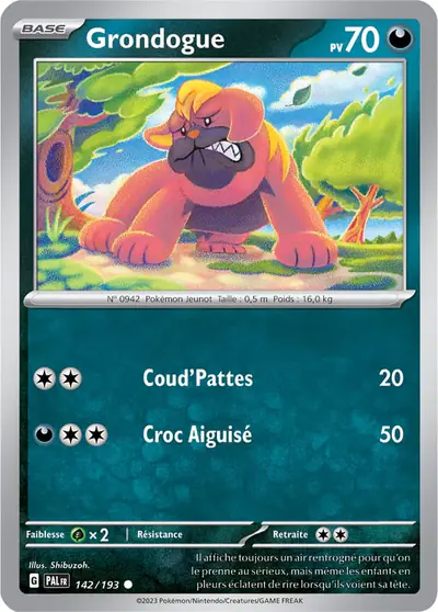 Image de la carte Pokemon Grondogue 142/193