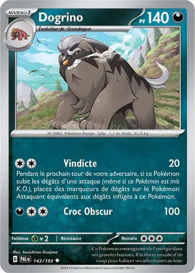 Image de la carte Pokemon Dogrino 143/193