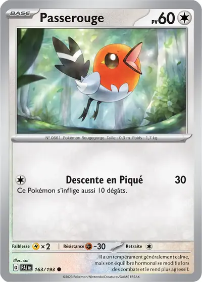 Image de la carte Pokemon Passerouge 163/193