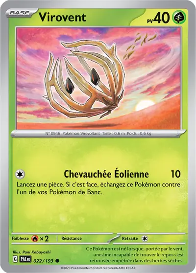 Image de la carte Pokemon Virovent 022/193