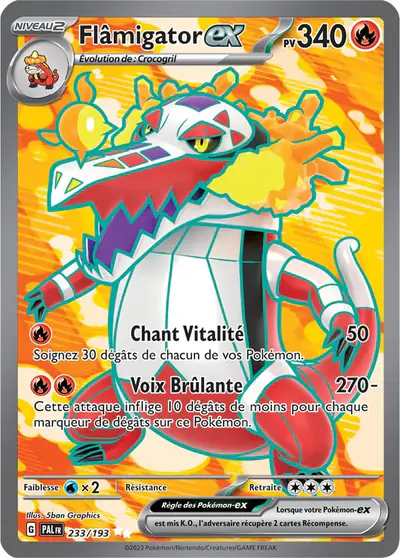 Image de la carte Pokemon Flâmigator ex 233/193