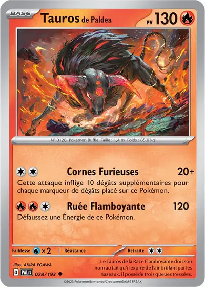 Image de la carte Pokemon Tauros de Paldea 028/193