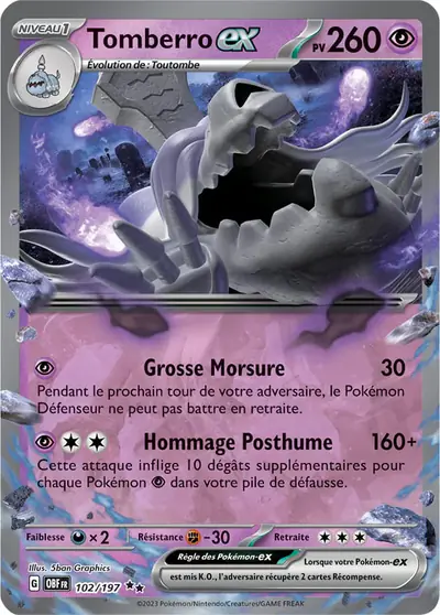 Image de la carte Pokemon Tomberro ex 102/197