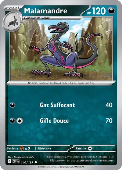 Image de la carte Pokemon Malamandre 140/197