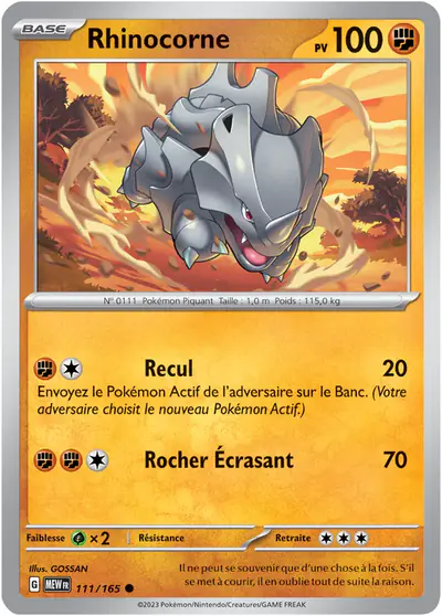 Image de la carte Pokemon Rhinocorne 111/165