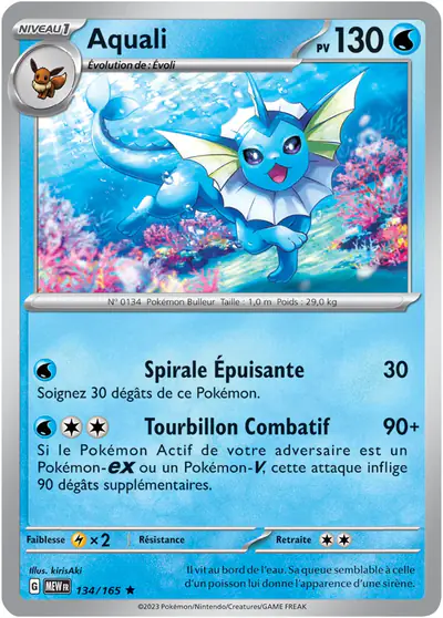 Image de la carte Pokemon Aquali 134/165