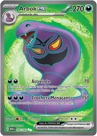 Image de la carte Pokemon Arbok ex 185/165