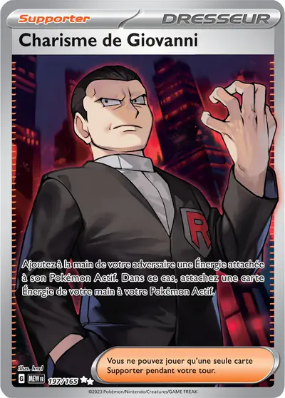 Image de la carte Pokemon Charisme de Giovanni 197/165