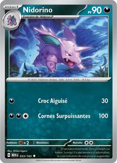 Image de la carte Pokemon Nidorino 033/165