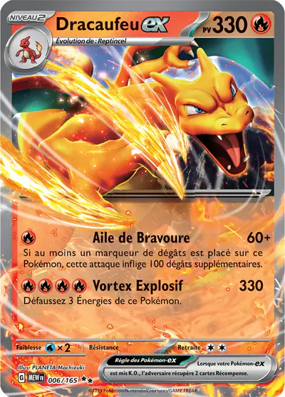 Image de la carte Pokemon Dracaufeu ex 006/165