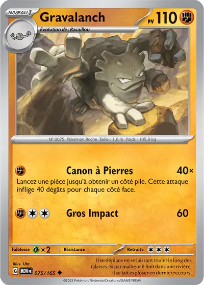 Image de la carte Pokemon Gravalanch 075/165