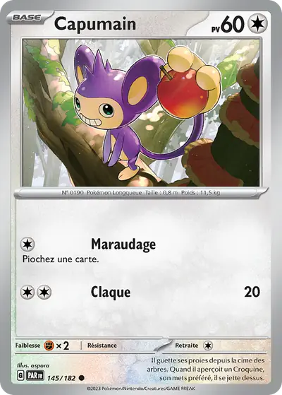 Image de la carte Pokemon Capumain 145/182