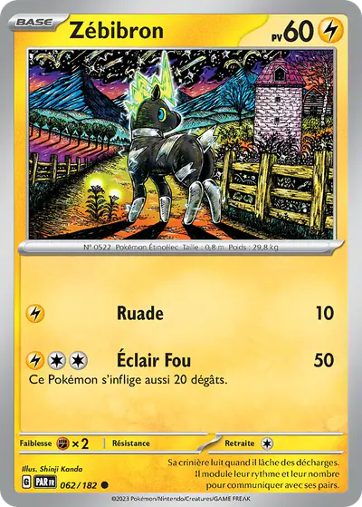Image de la carte Pokemon Zébibron 062/182