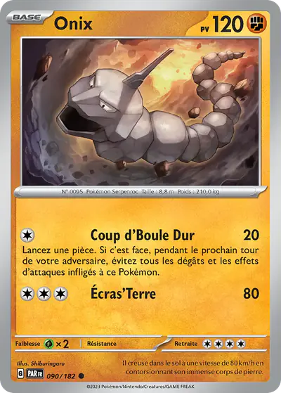 Image de la carte Pokemon Onix 090/182