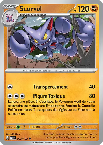 Image de la carte Pokemon Scorvol 092/182