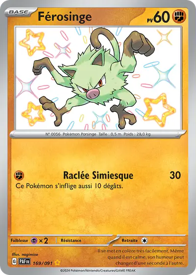 Image de la carte Pokemon Férosinge 169/91