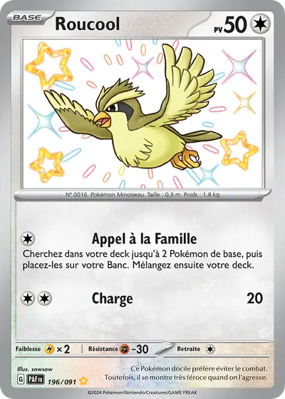 Image de la carte Pokemon Roucool 196/91