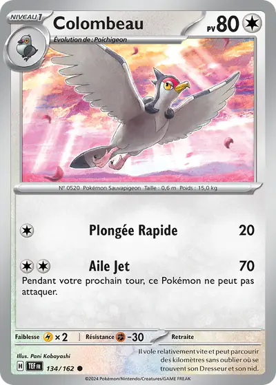 Image de la carte Pokemon Colombeau 134/162