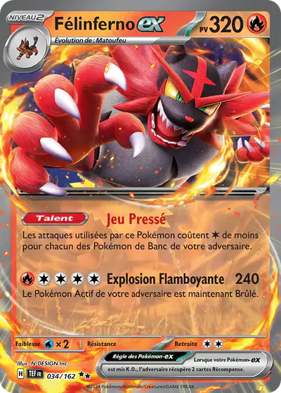 Image de la carte Pokemon Félinferno ex 034/162