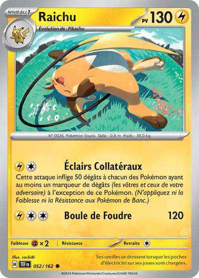 Image de la carte Pokemon Raichu 052/162