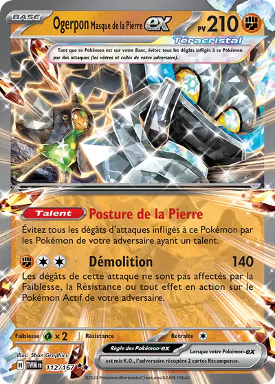Image de la carte Pokemon Ogerpon Masque de la Pierre ex 112/167