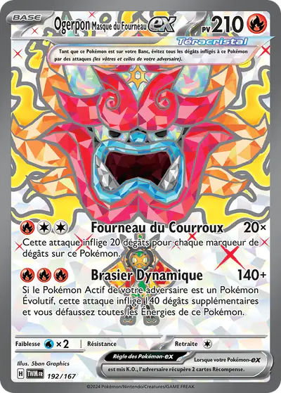 Image de la carte Pokemon Ogerpon Masque du Fourneau ex 192/167