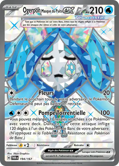 Image de la carte Pokemon Ogerpon Masque du Puits ex 194/167