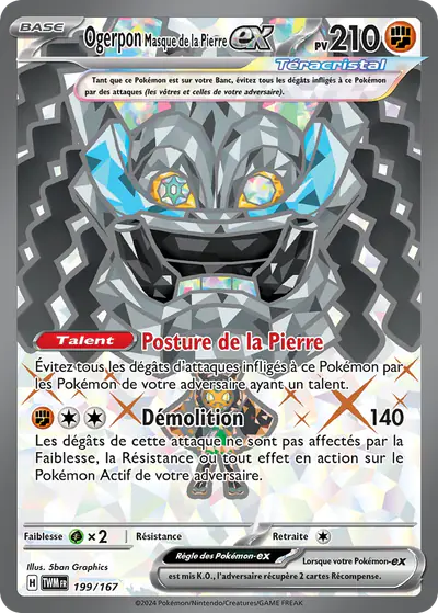 Image de la carte Pokemon Ogerpon Masque de la Pierre ex 199/167
