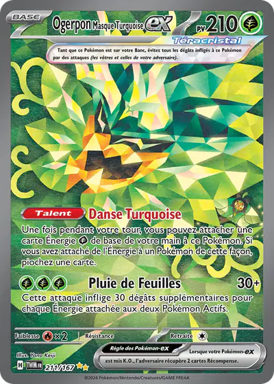 Image de la carte Pokemon Ogerpon Masque Turquoise ex 211/167