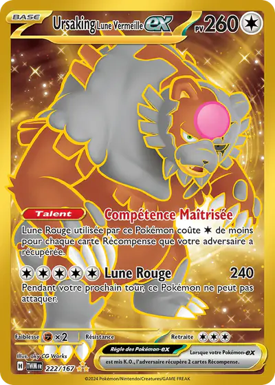 Image de la carte Pokemon Ursaking Lune Vermeille ex 222/167