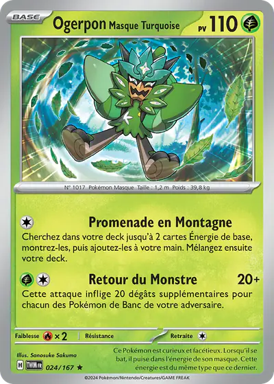 Image de la carte Pokemon Ogerpon Masque Turquoise 024/167