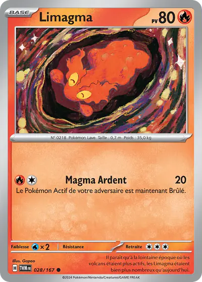 Image de la carte Pokemon Limagma 028/167
