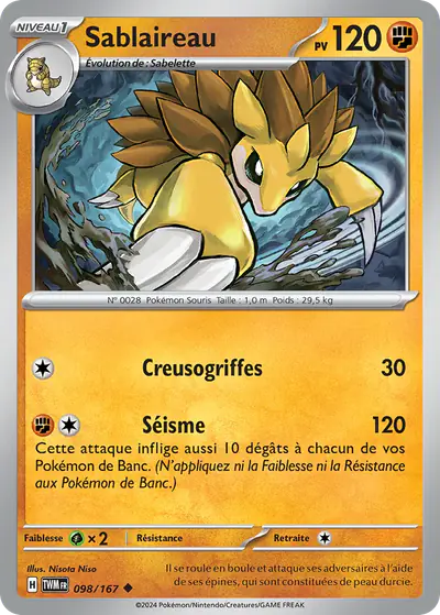 Image de la carte Pokemon Sablaireau 098/167