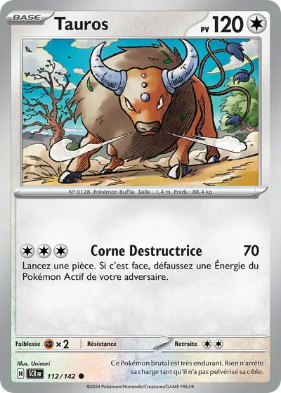Image de la carte Pokemon Tauros 112/142