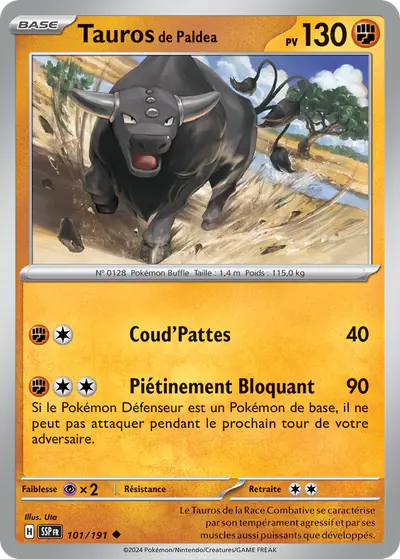 Image de la carte Pokemon Tauros de Paldea 101/191